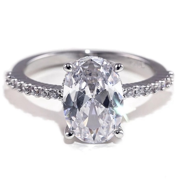 5ct Oval Cut White Sapphire 925 SS Ring - Picture 6 of 7
